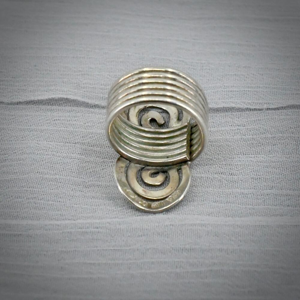 Vintage ATI Mexico 925 Sterling Silver Ring Modernist Swirl Size 6 9.4g - Picture 9 of 11